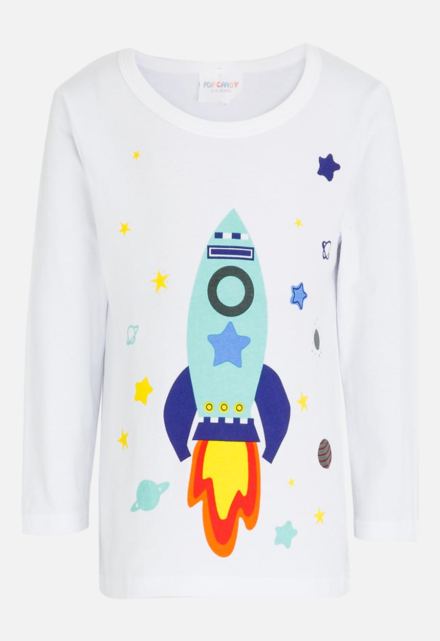 Pop Candy - Spaceship Printed Tee White