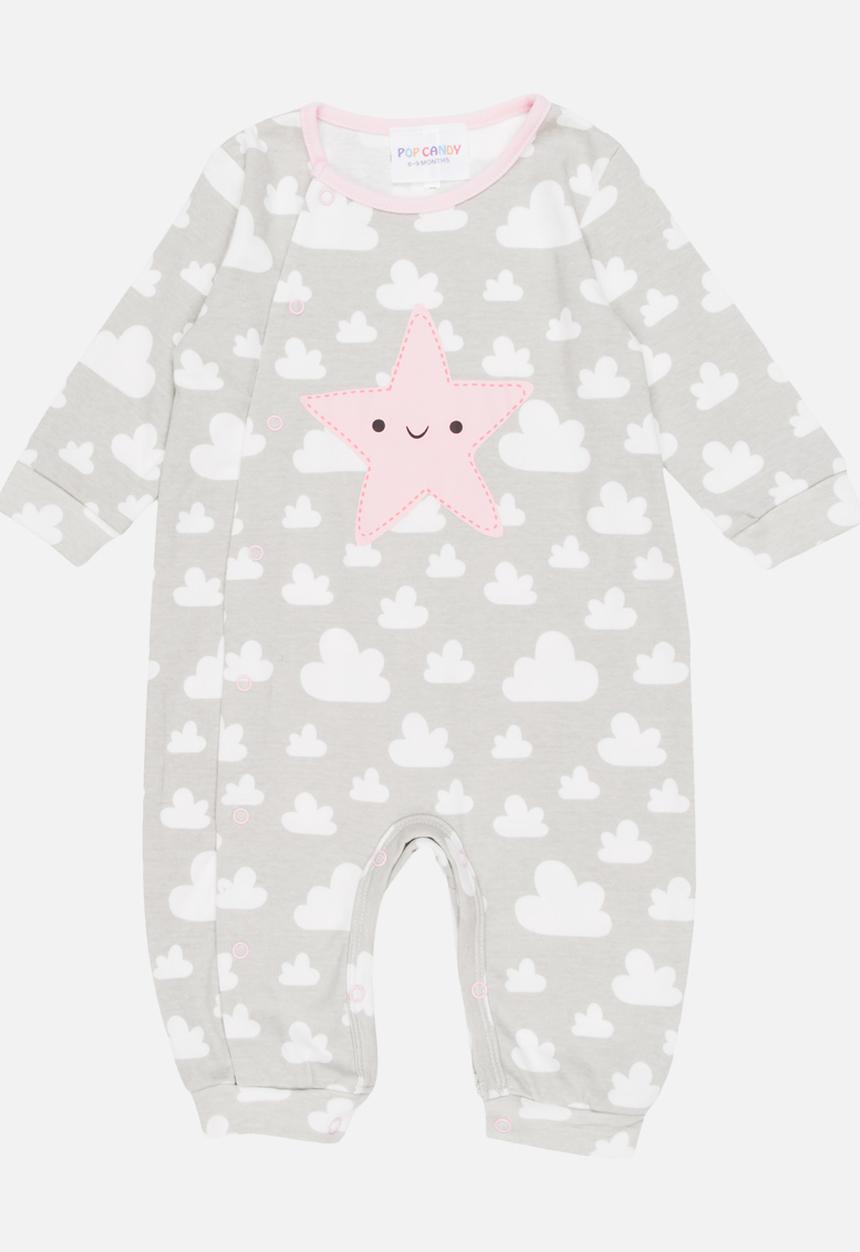 Pop Candy - Printed Sleepsuit Grey
