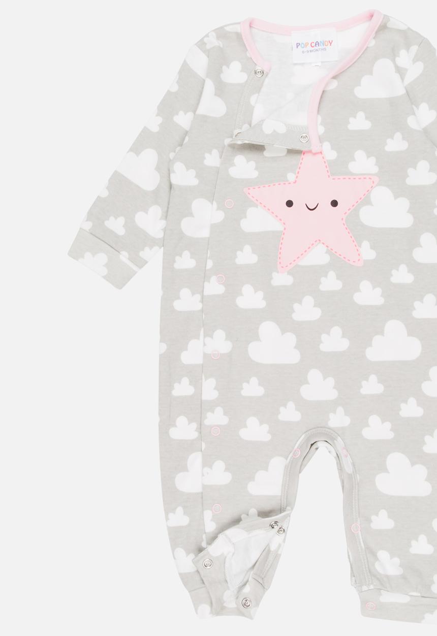 Pop Candy - Printed Sleepsuit Grey
