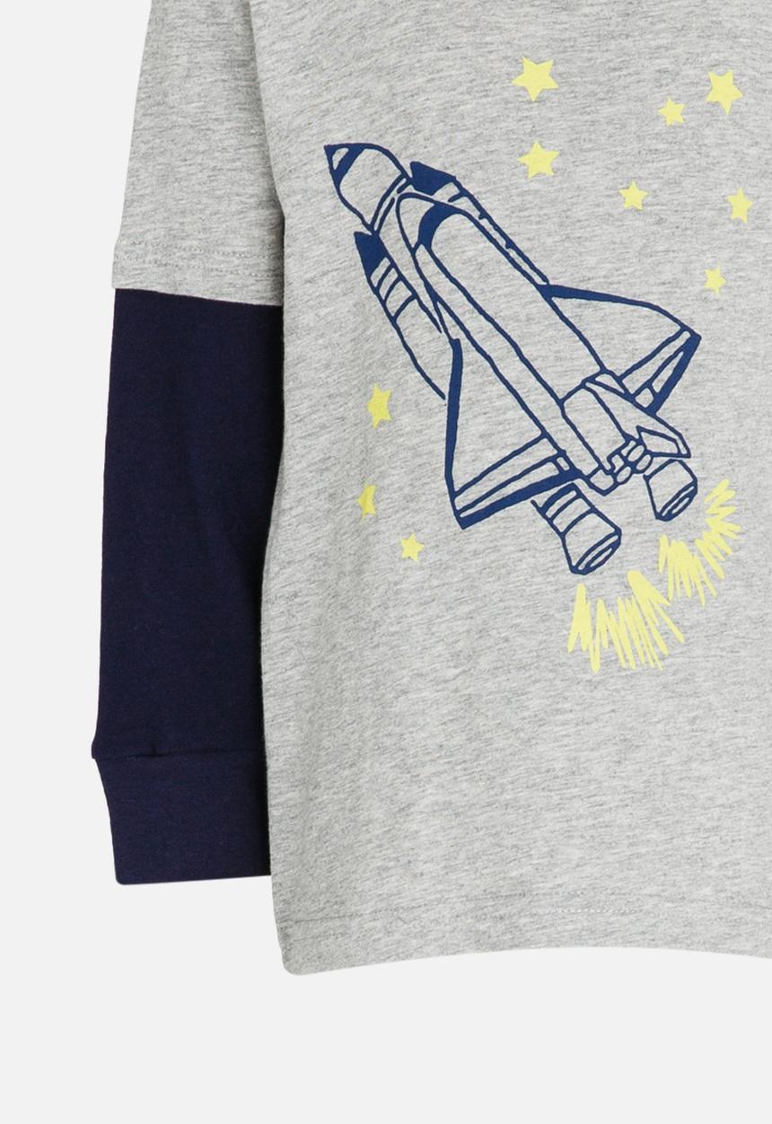 Pop Candy - Rocket Printed Tee Pale Grey