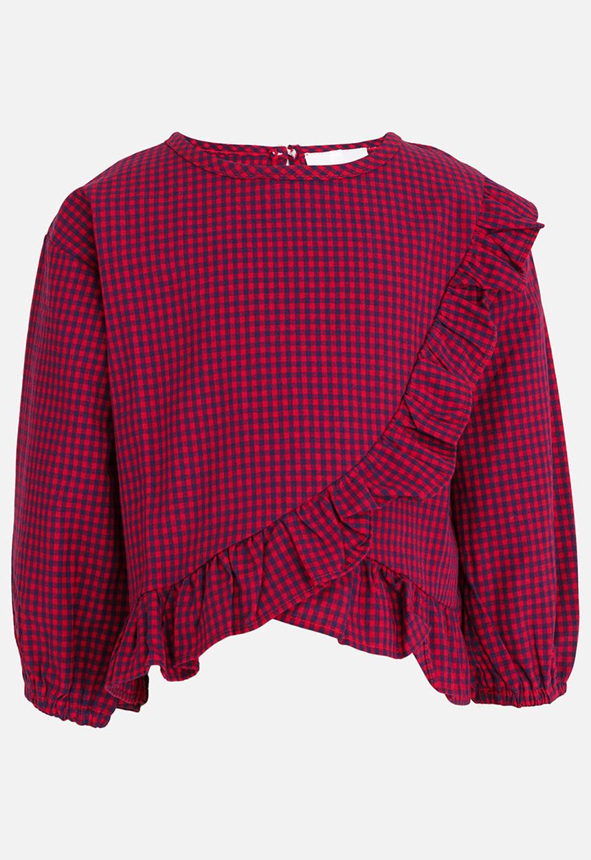 Pop Candy - Printed Frill Blouse Maroon