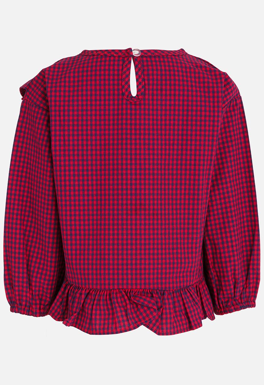 Pop Candy - Printed Frill Blouse Maroon