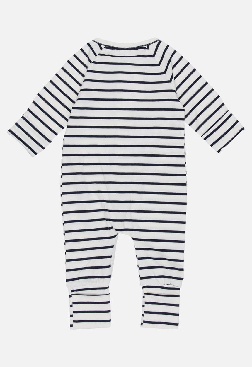 Pop Candy - Printed  Stripe Sleepsuit Black and White