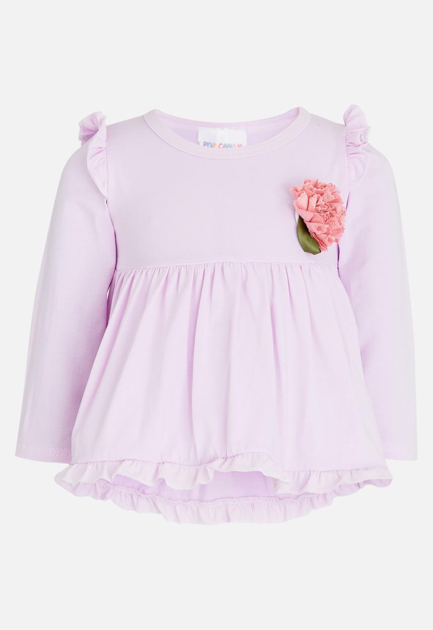 Pop Candy - Long Sleeve Frill Top Pale Purple