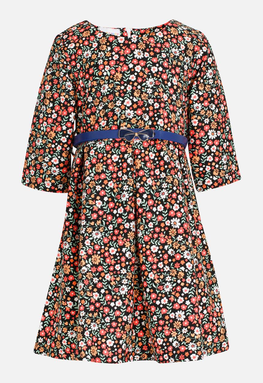 Pop Candy - Long Sleeve  Belted Dress Multi-colour
