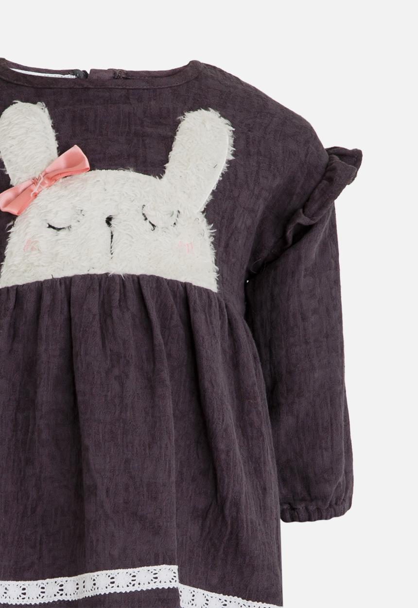 Pop Candy - Printed Long Sleeve Dress Grey