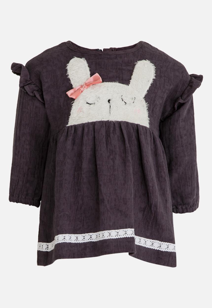 Pop Candy - Printed Long Sleeve Dress Grey
