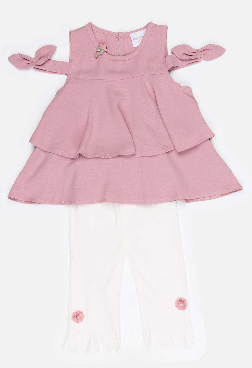 Pop Candy - Blouse With 3/4 Pant Set Mid Pink