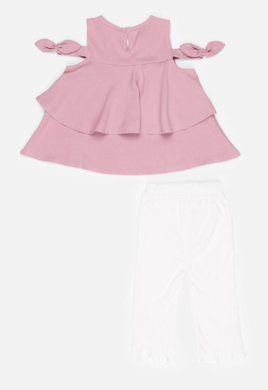 Pop Candy - Blouse With 3/4 Pant Set Mid Pink