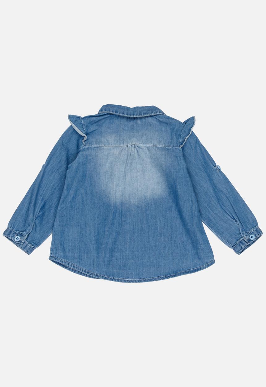 Pop Candy - Long Sleeve Denim Blouse Blue