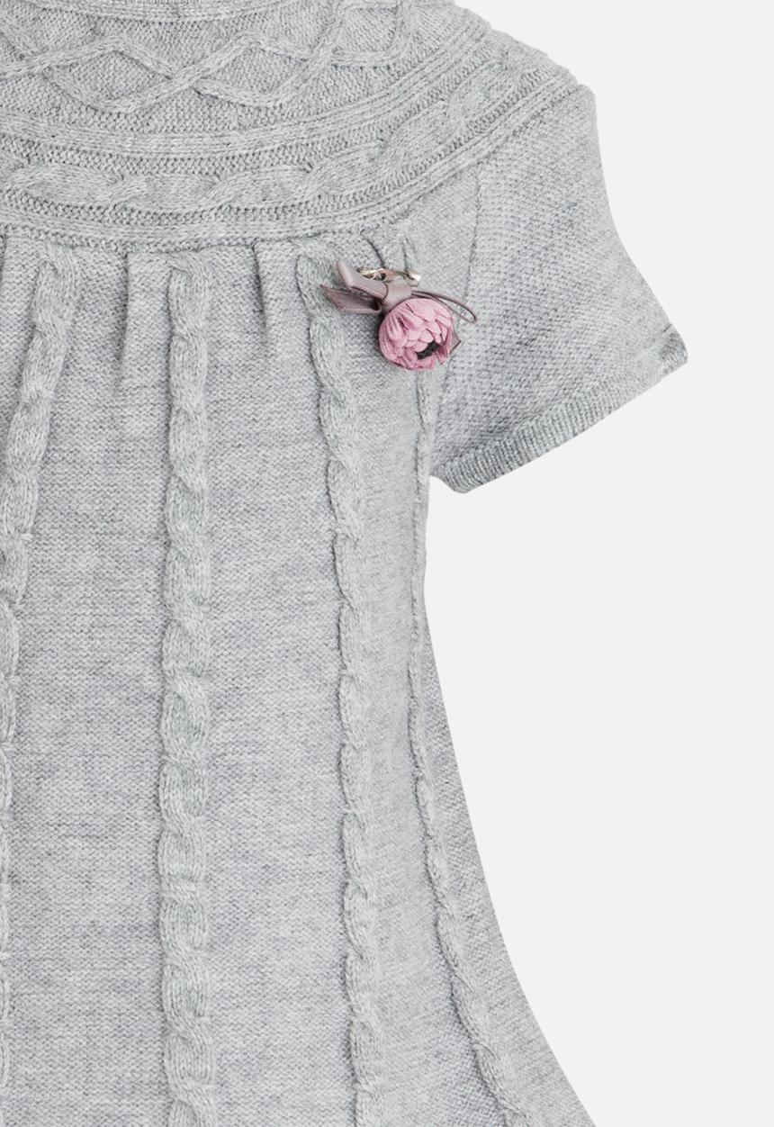 Pop Candy - Jersey Dress with Cable Knit Detail Grey