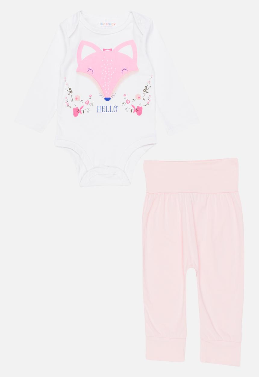Pop Candy - Printed Bodysuit  Set Mid Pink