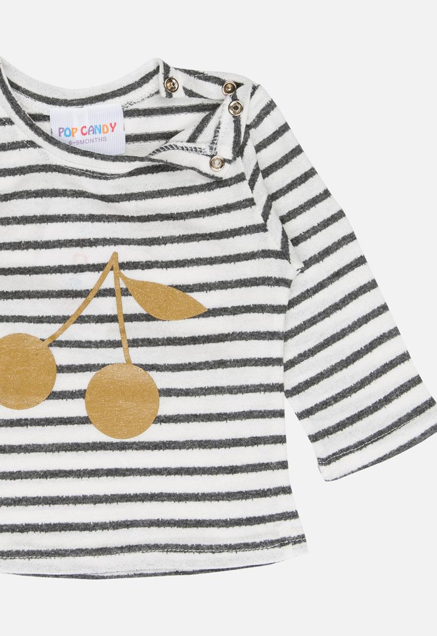 Pop Candy - Long Sleeve Stripe Tee Grey