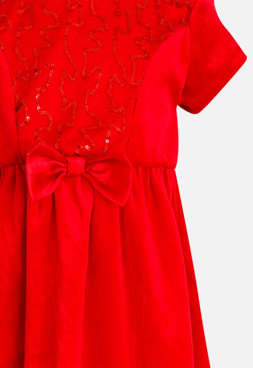 Pop Candy - Velour dress with bow detail - red