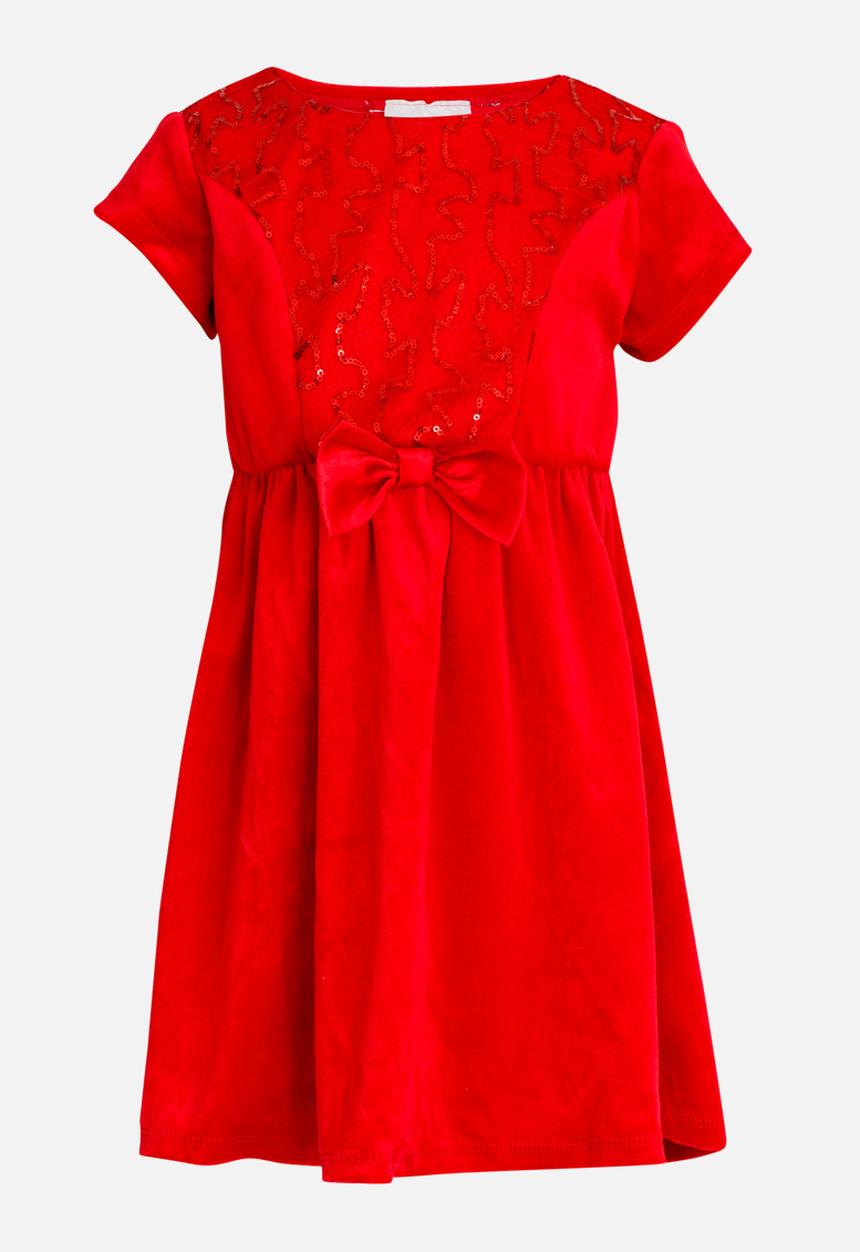 Pop Candy - Velour dress with bow detail - red