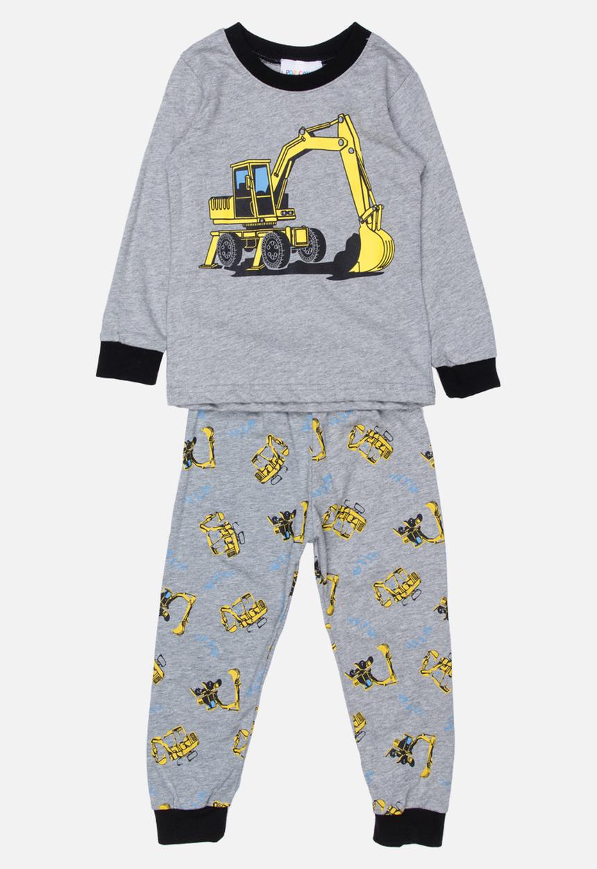 Pop Candy - Tractor Printed PJ Set Grey