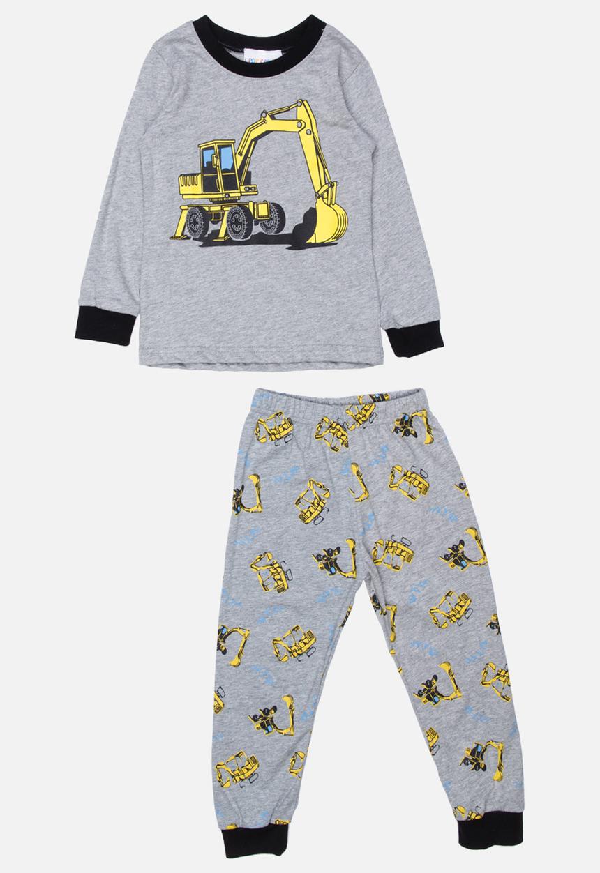Pop Candy - Tractor Printed PJ Set Grey