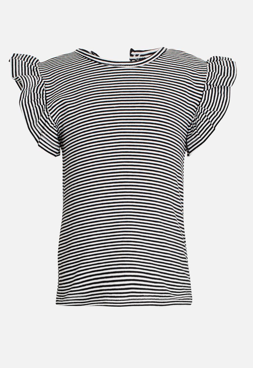 Pop Candy - Short sleeve tee with frill - black & white