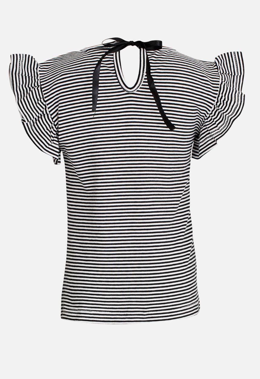 Pop Candy - Short sleeve tee with frill - black & white