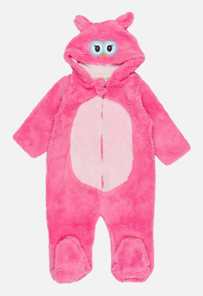 Pop Candy - Fleece Onesie with Embroidered Face Mid Pink