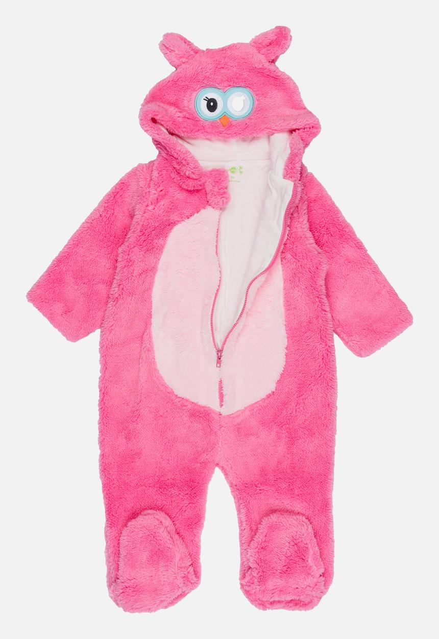 Pop Candy - Fleece Onesie with Embroidered Face Mid Pink