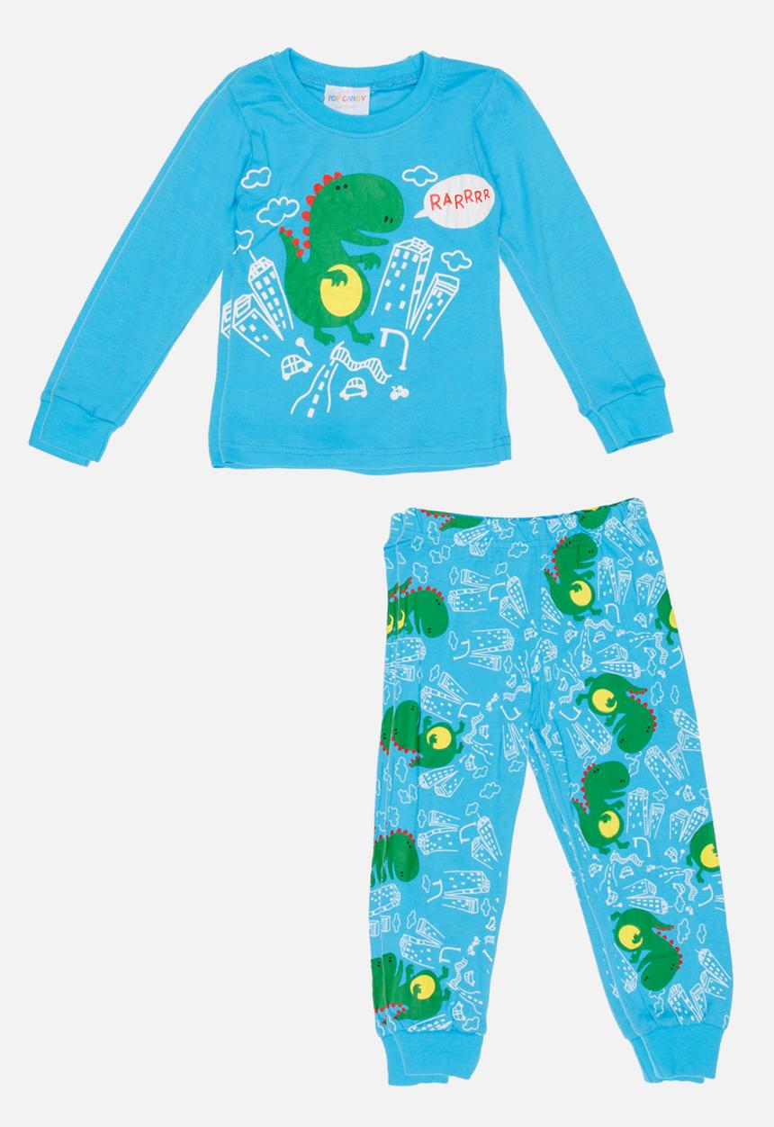 Pop Candy - Dino Printed PJ Set - Blue