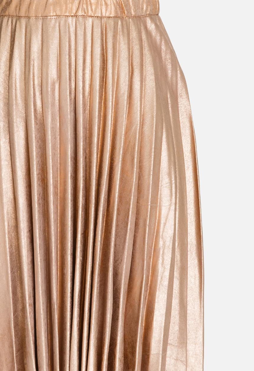 MINOTI - Pleated Suede Skirt with Crackled Metallic Print Silver