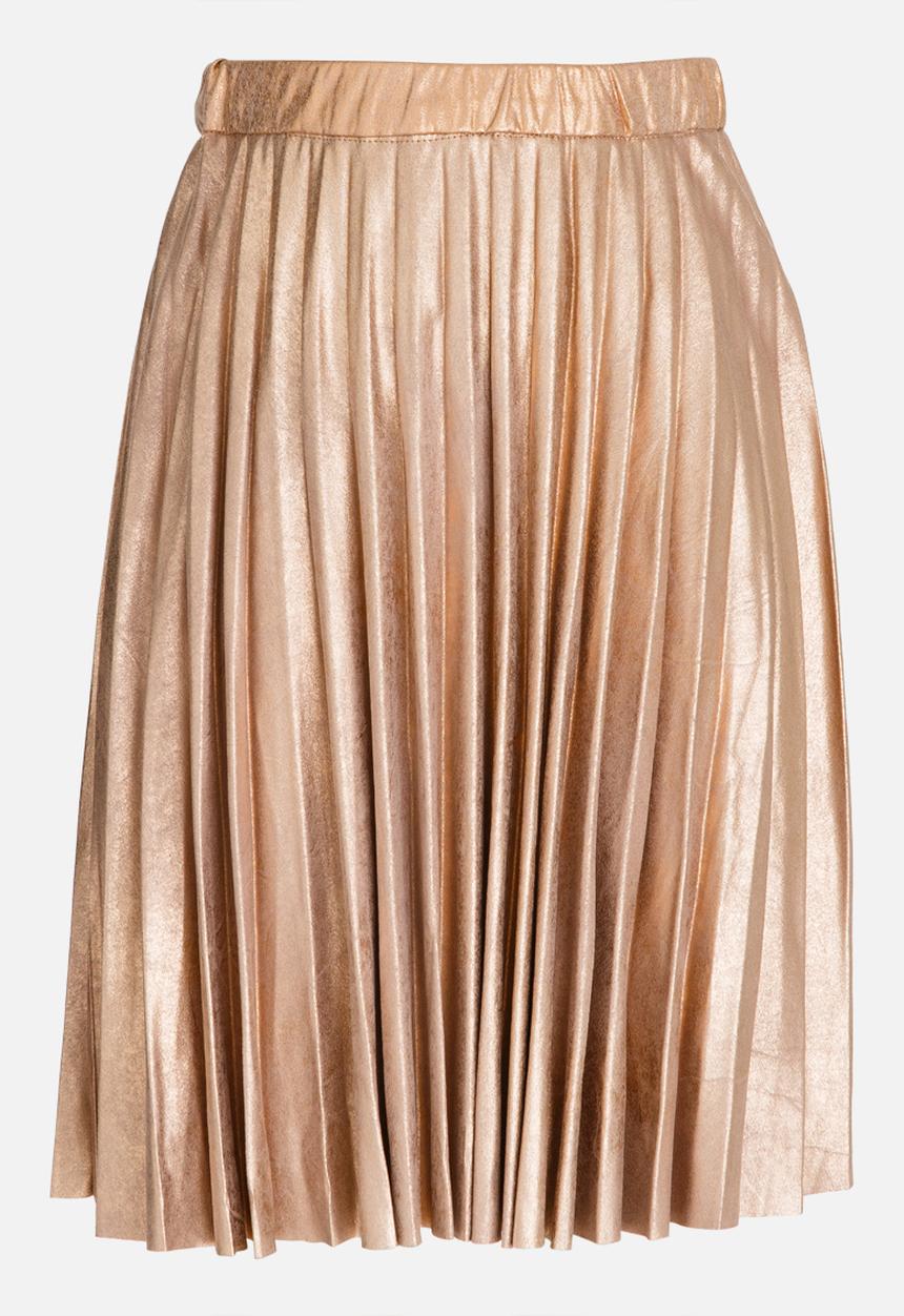 MINOTI - Pleated Suede Skirt with Crackled Metallic Print Silver