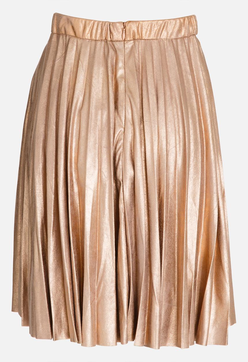 MINOTI - Pleated Suede Skirt with Crackled Metallic Print Silver