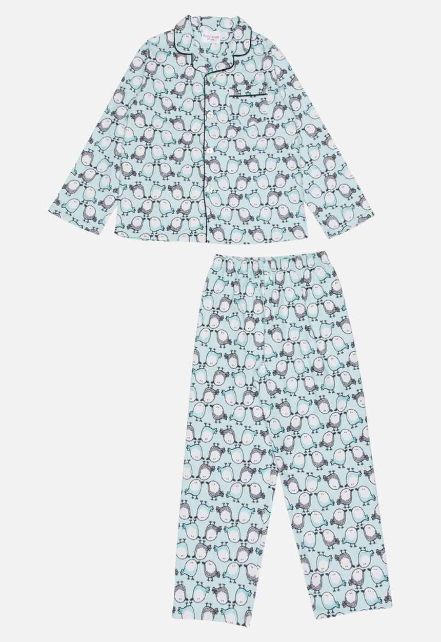 Pop Candy - Printed Flannel PJ Set Blue