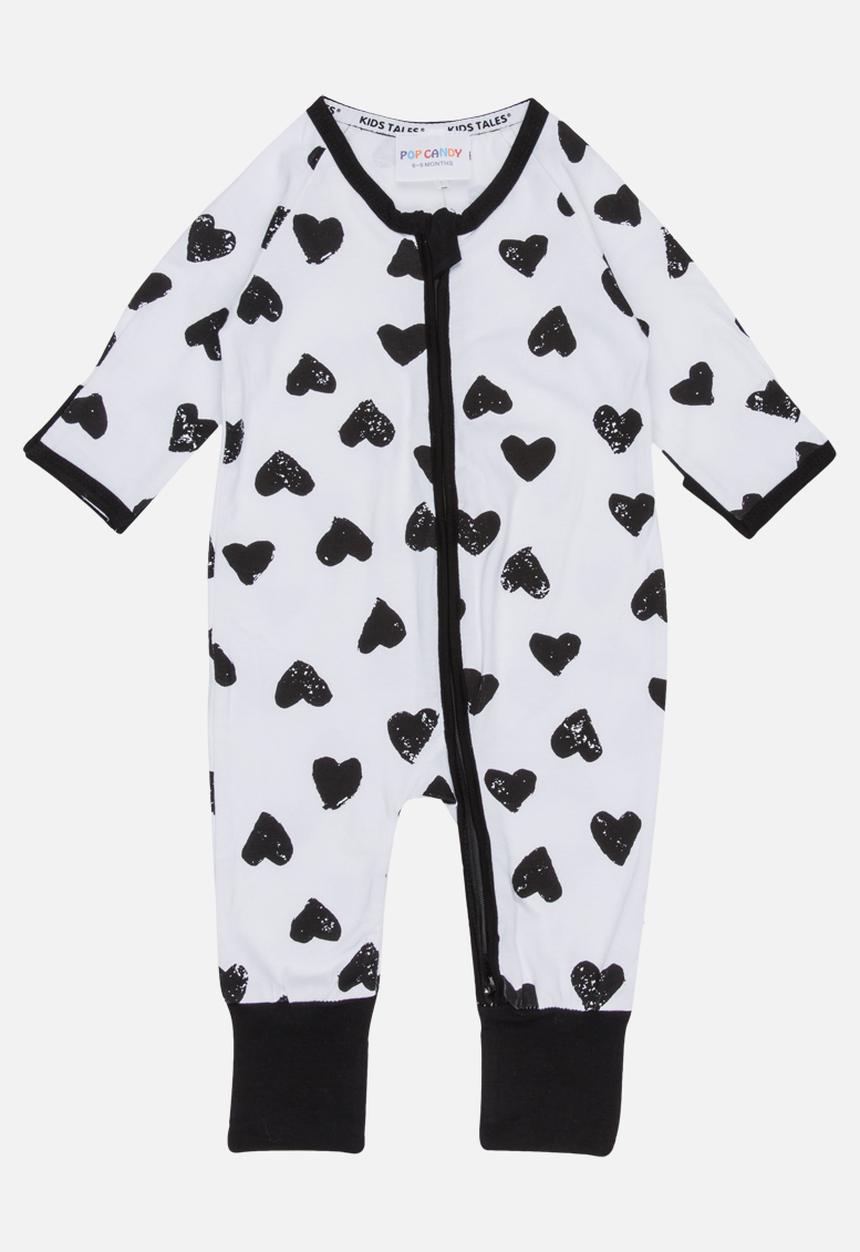Pop Candy - Printed Sleepsuit Black and White