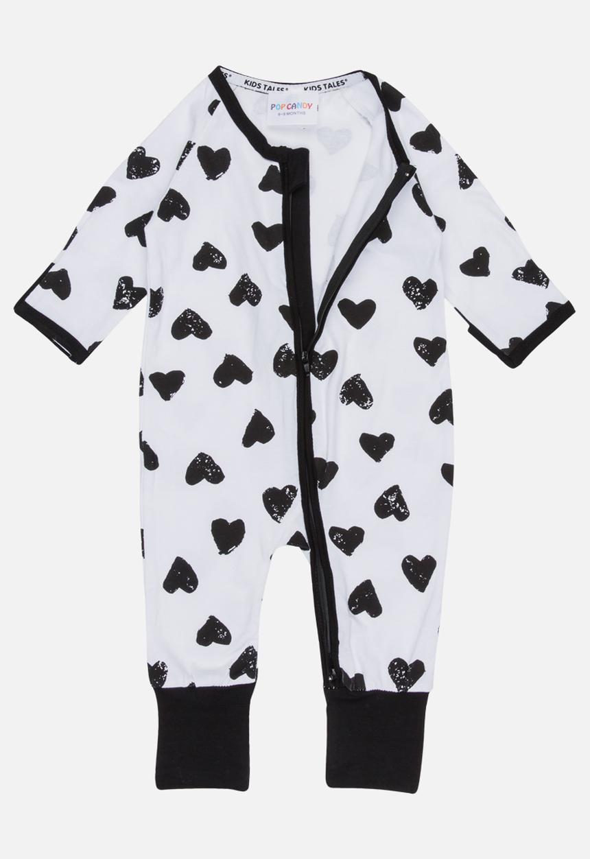Pop Candy - Printed Sleepsuit Black and White