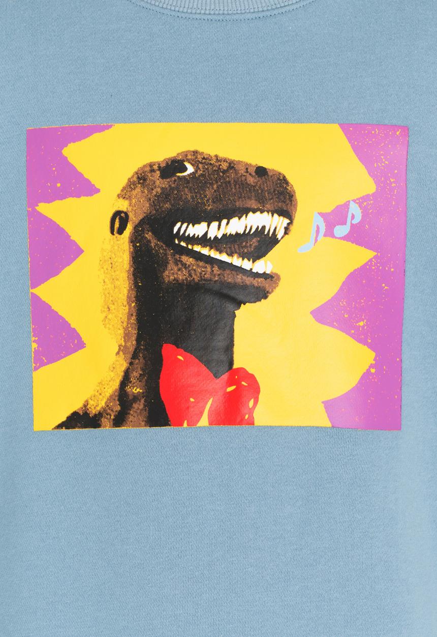 Pop Candy - Printed Dino Sweat Top Pale Blue