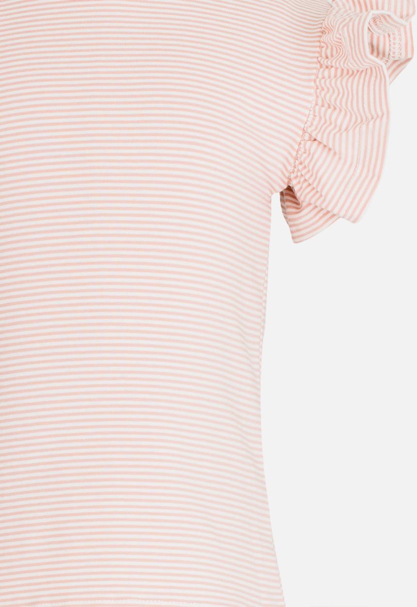 Pop Candy - Short sleeve tee with frill - pink & white