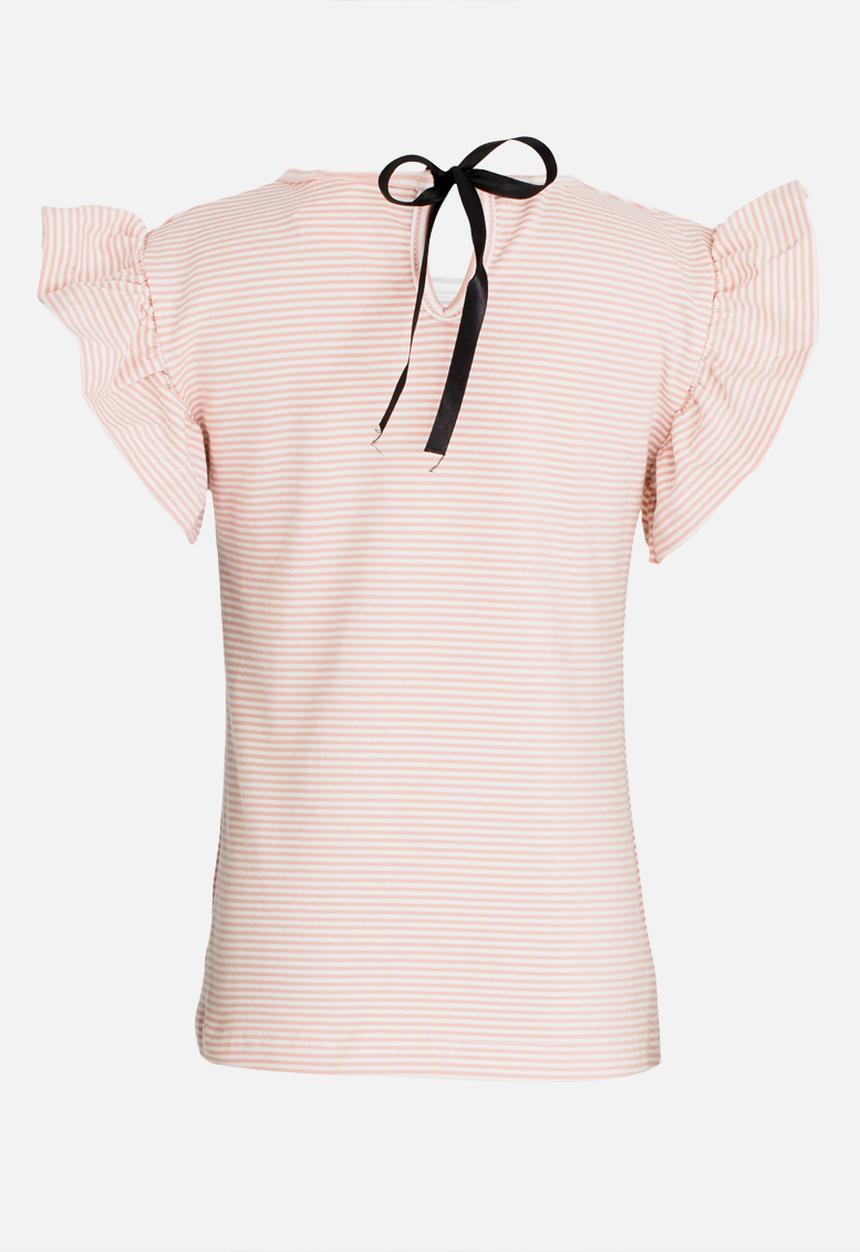 Pop Candy - Short sleeve tee with frill - pink & white
