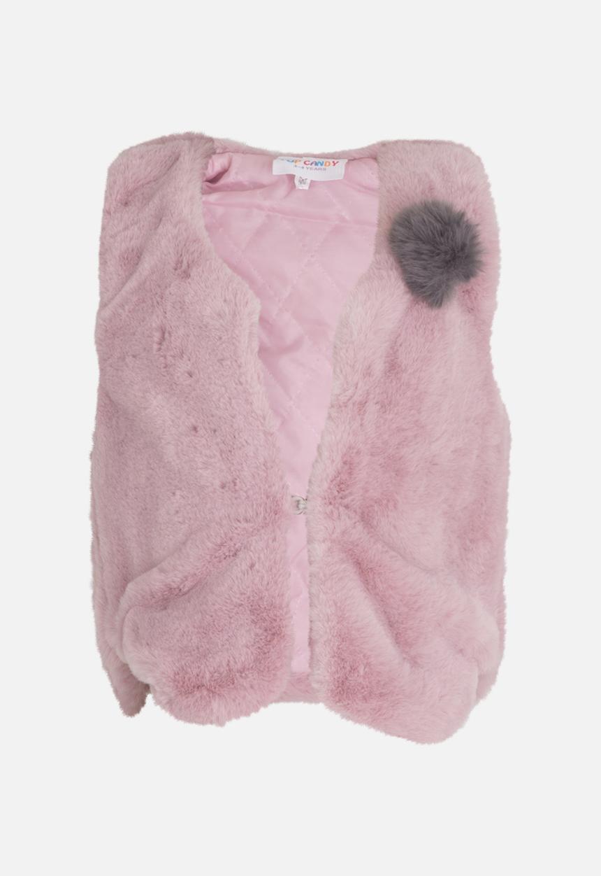 Pop Candy - Fur Gilet Coat Pale Purple