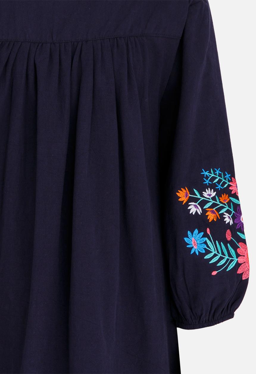 Pop Candy - Printed Long Sleeve Dress Navy