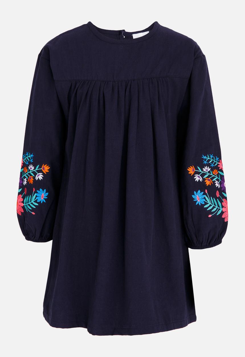 Pop Candy - Printed Long Sleeve Dress Navy