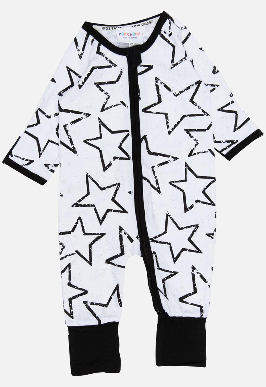 Pop Candy - Printed  Sleepsuit Black and White