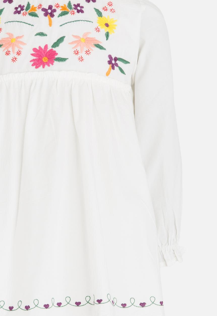Pop Candy - Long Sleeve Printed Dress White