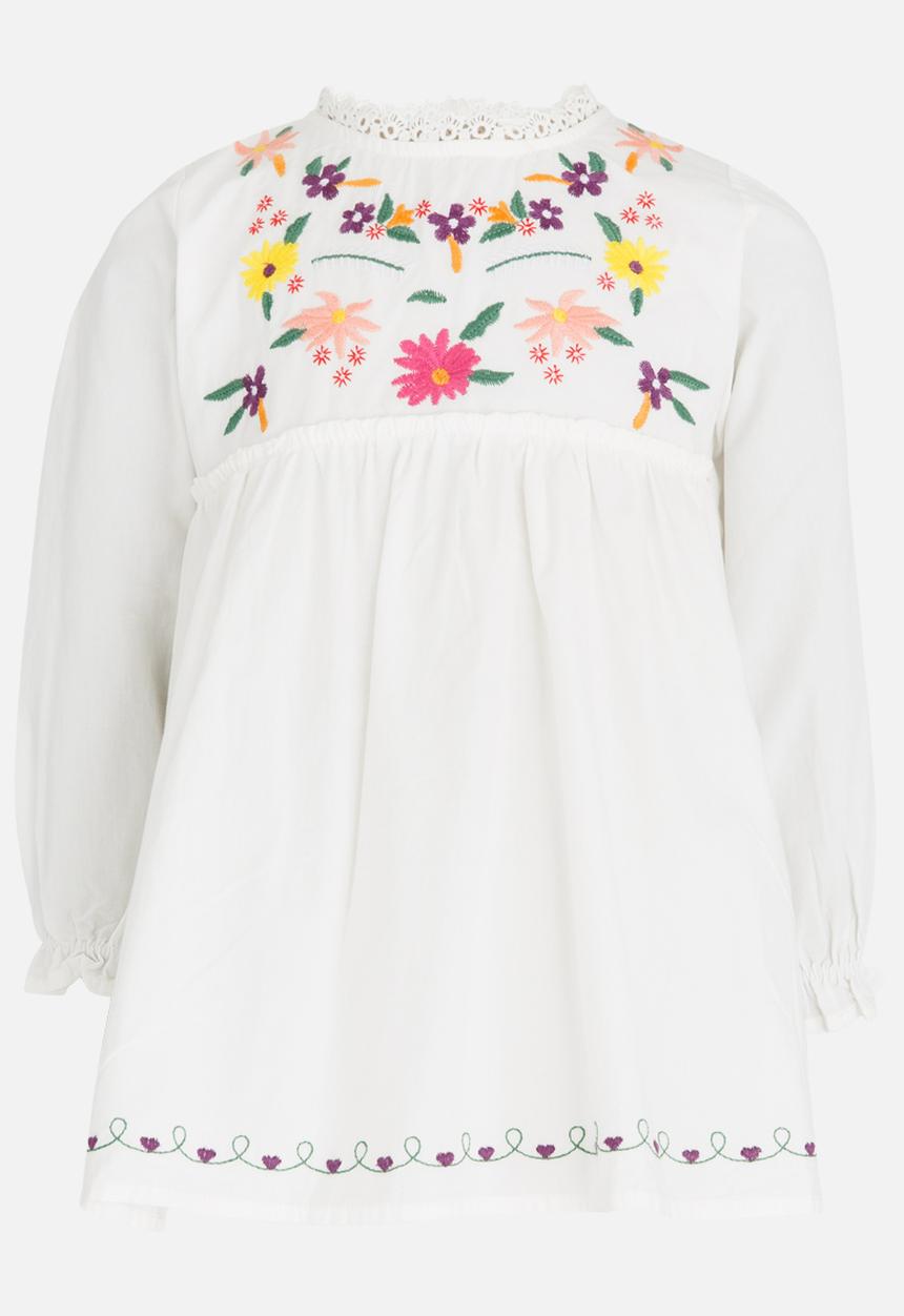 Pop Candy - Long Sleeve Printed Dress White