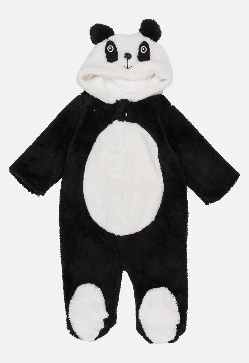 Pop Candy - Fleece Onesie with Embroidered Face Black and White