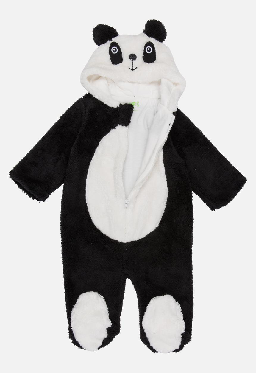Pop Candy - Fleece Onesie with Embroidered Face Black and White