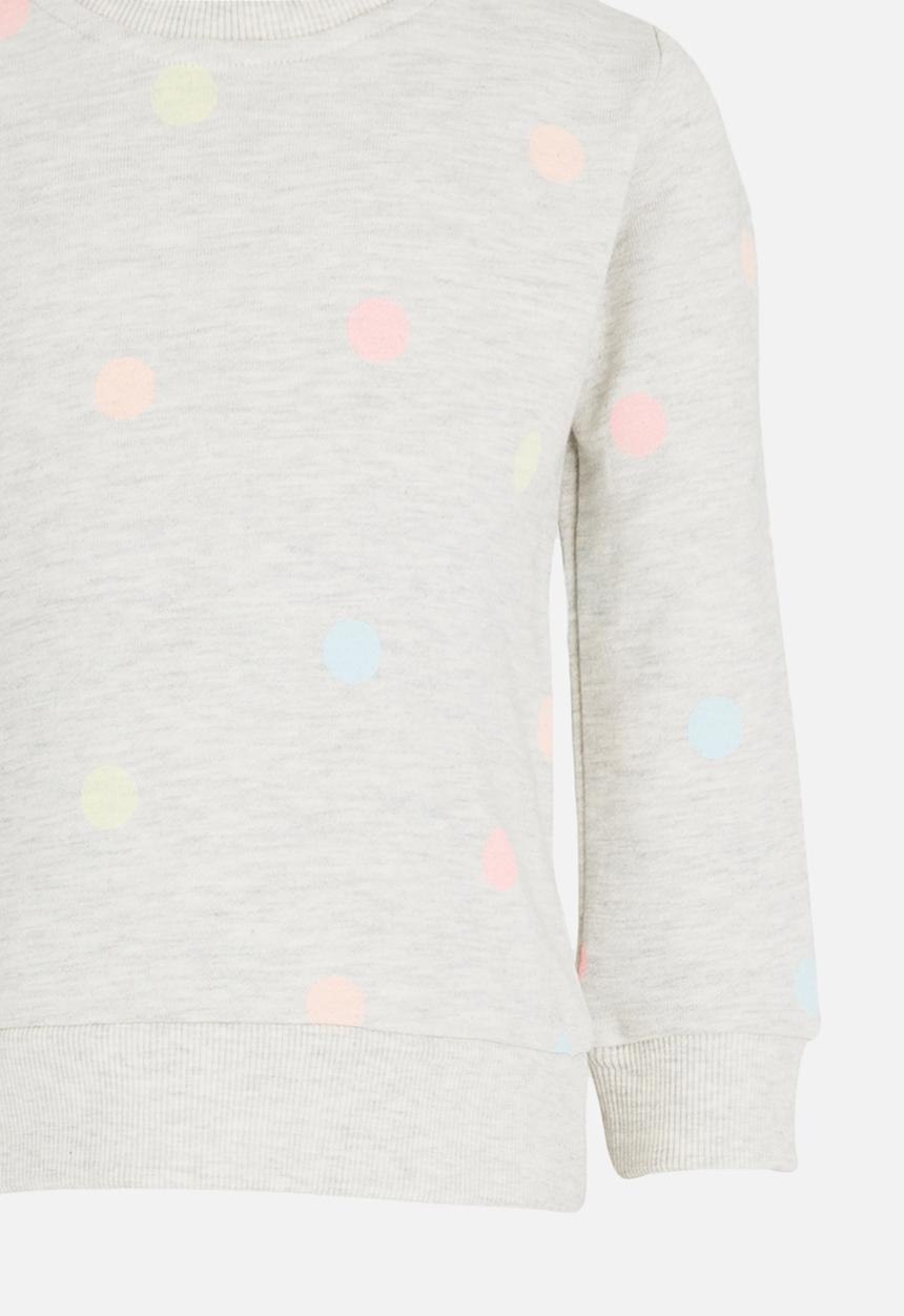 Pop Candy - Polka Dot Sweat Top Pale Grey