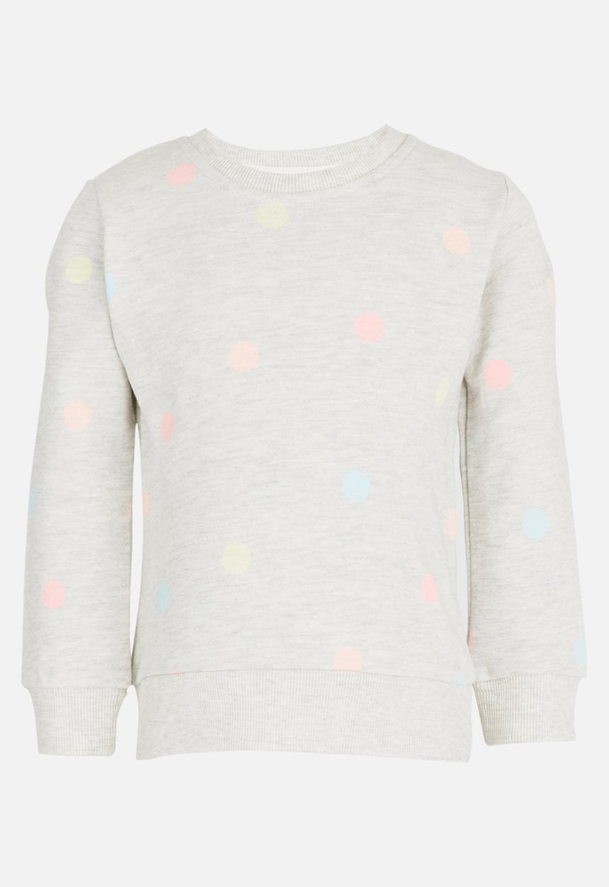 Pop Candy - Polka Dot Sweat Top Pale Grey