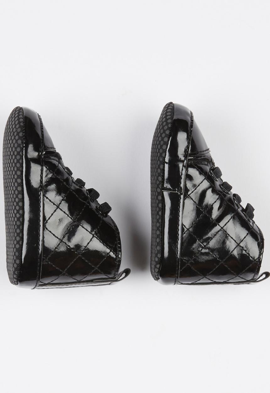 Pop Candy - Quilted PU Hi Top Sneaker Black