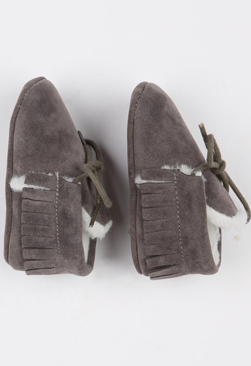 Pop Candy - Fur Lined Moccasins Grey