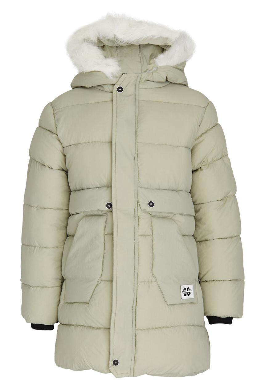 Pop Candy - Longer Length Puffer Jacket Light Green