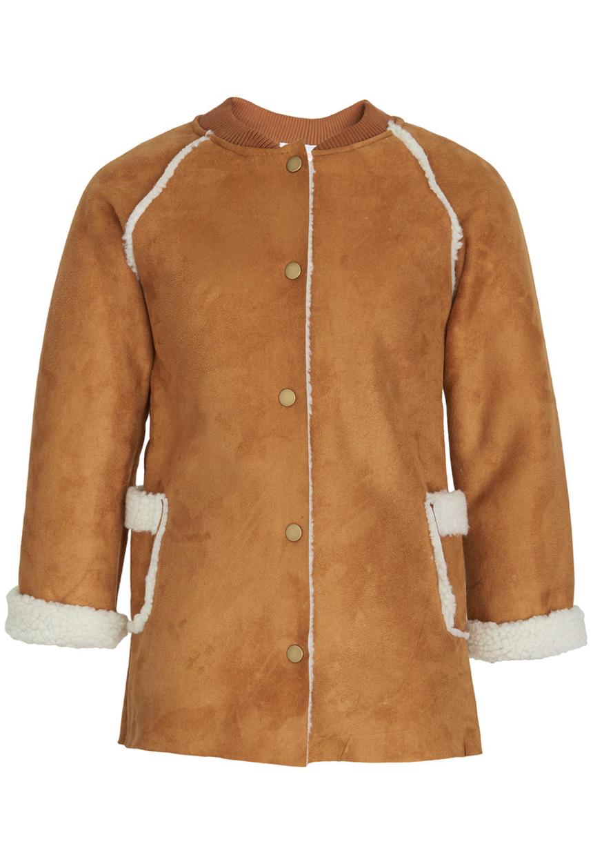 Pop Candy - Sherpa Lined Jacket Tan