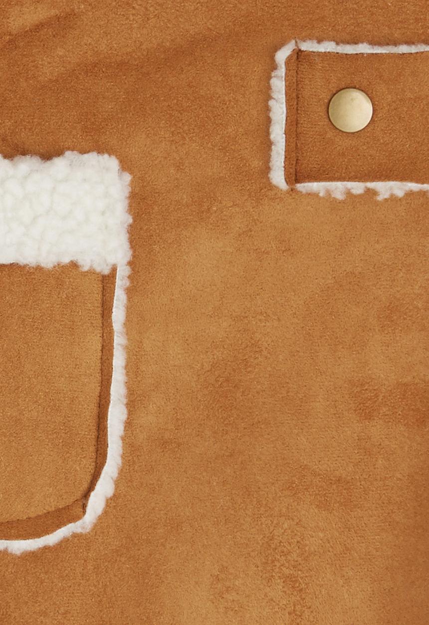Pop Candy - Sherpa Lined Jacket Tan